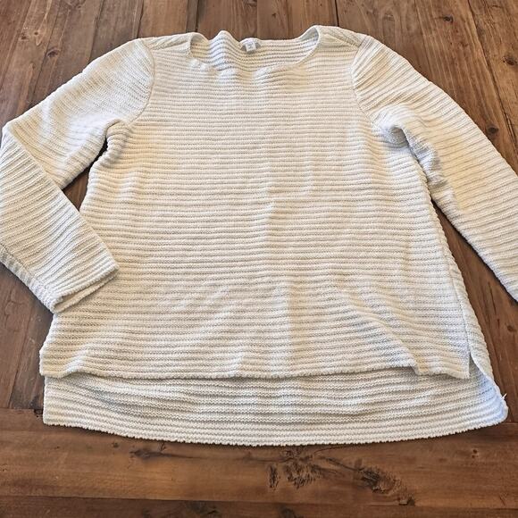 J Jill Chenille Sweater Ribbed Size Medium Petite Ivory Capsule Minimalist - Picture 1 of 12